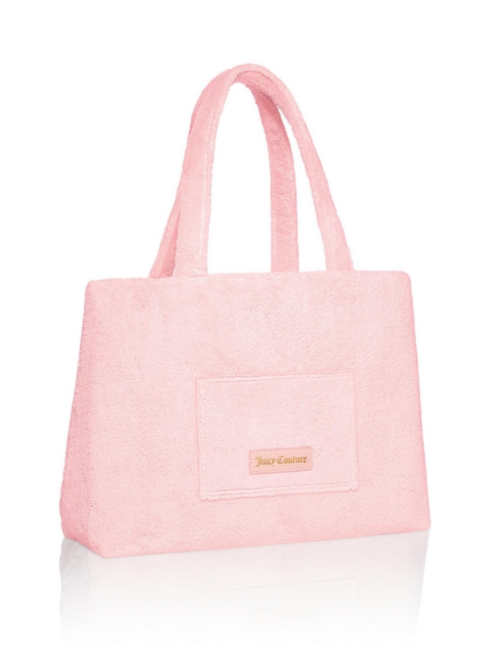 Juicy Couture Plush Light Pink Tote Bag with Front Pocket